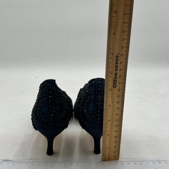 XYD Women's Pumps, Elegant Pointed Toe, D'Orsay Kitten Low Heels, Rhinestone - Picture 4 of 7